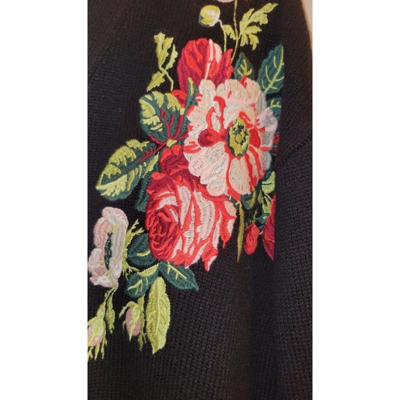 STAUD Rook Floral Embroidered Cardigan in Black Size S - Picture 7 of 12